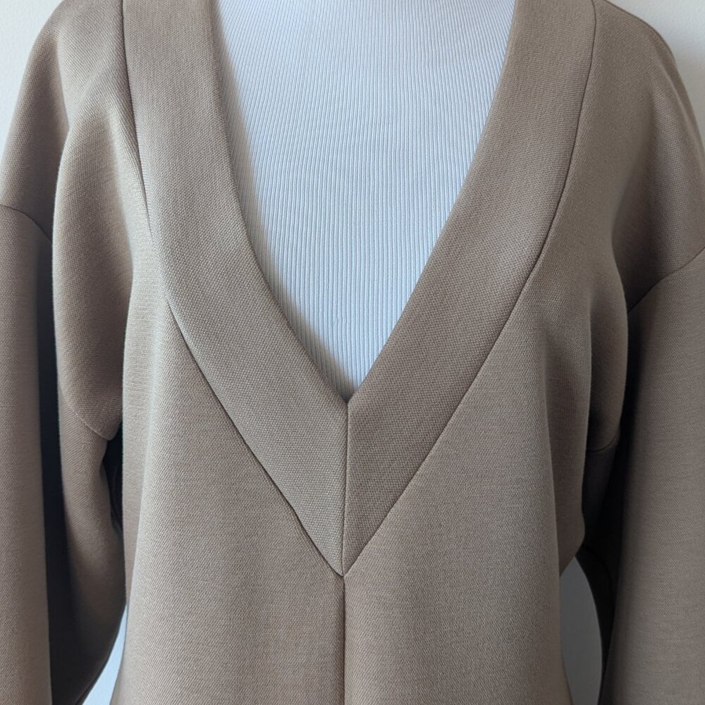 beaufille Beige V-Neck Midi Dress - Picture 5 of 7